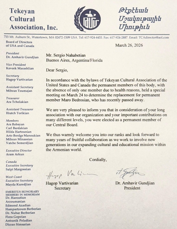 carta de designacion de Sergio 2026