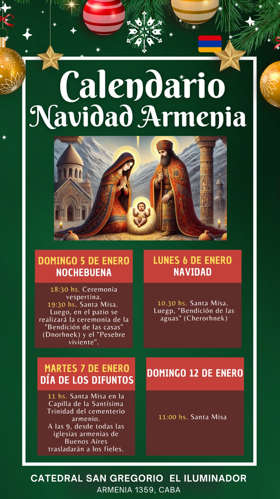 calendario navidad armenia 2025