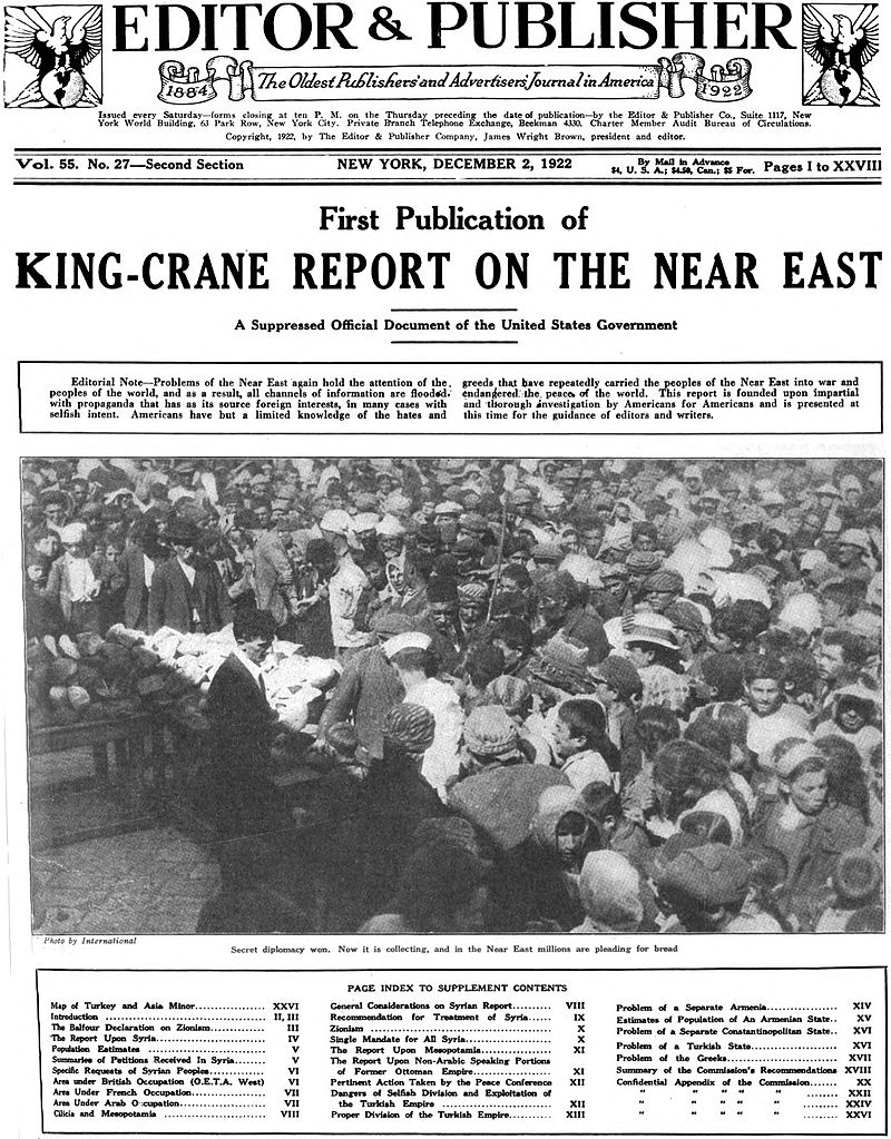 King Crane Report First Publication 1922