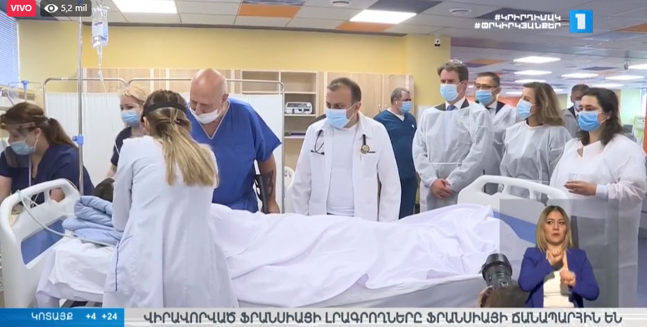 Periodista francés en el hospital Erepuni de Ereván